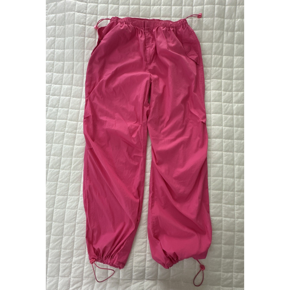 FADED ROSE ESSENTIALS Womens Pants Medium Hot Pink Parachute Casual Streetwear